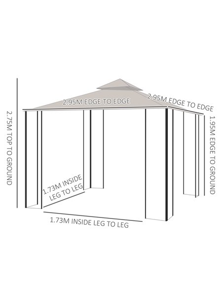 Outsunny 3 x 3 M Garden Gazebo Patio Party Tent Shelter Outdoor Canopy Double Tier Sun Shade Metal Frame Beige - pic 11426 | FastDaddyshop