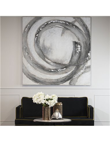 Hill Interiors Galaxy Silver And Grey Hand Painted Canvas 21795