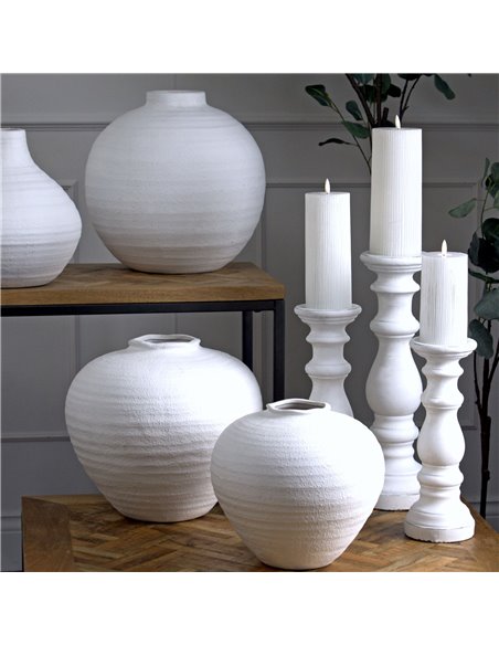 Hill Interiors Matt White Large Ceramic Column Candle Holder 22255 - pic 114298 | FastDaddyshop