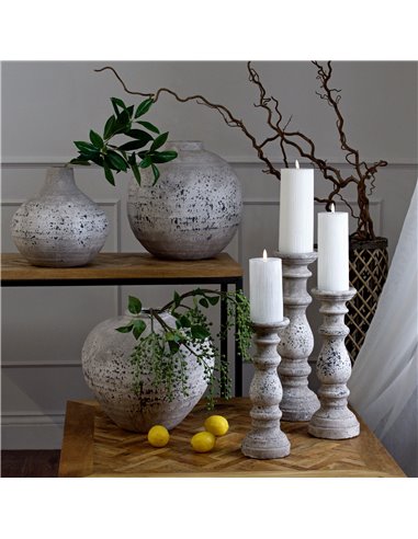 Hill Interiors Large Stone Ceramic Column Candle Holder 22258