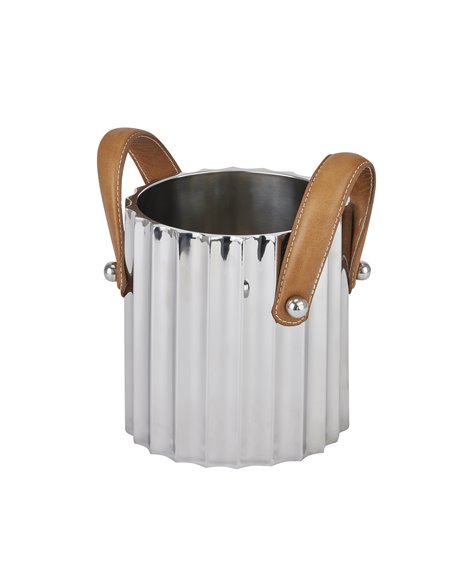 Hill Interiors Silver Fluted Leather Handled Single Champagne Cooler 22568 - pic 114311 | FastDaddyshop