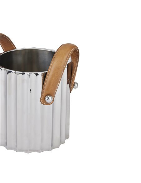 Hill Interiors Silver Fluted Leather Handled Single Champagne Cooler 22568 - pic 114312 | FastDaddyshop