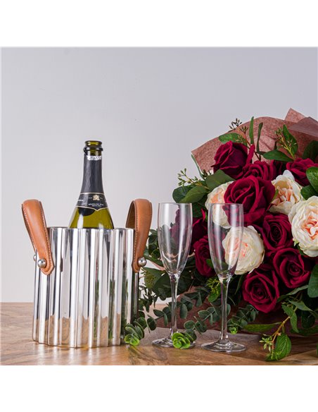 Hill Interiors Silver Fluted Leather Handled Single Champagne Cooler 22568 - pic 114315 | FastDaddyshop