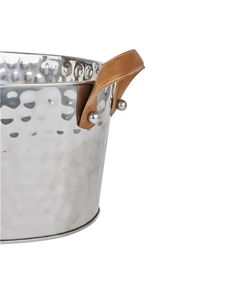 Hill Interiors Silver Large Leather Handled Champagne Cooler 22569 - pic 114317 | FastDaddyshop