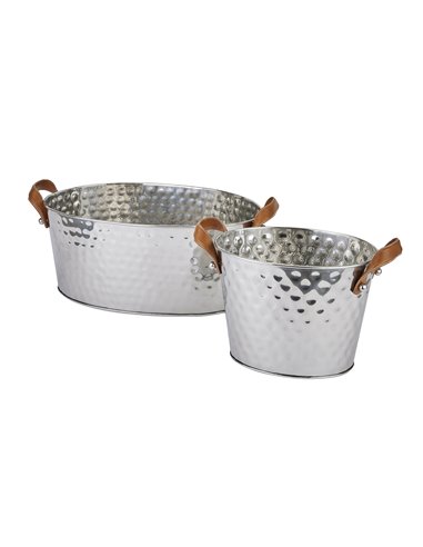 Hill Interiors Silver Large Leather Handled Champagne Cooler 22569