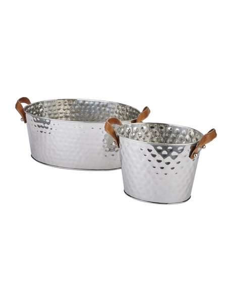 Hill Interiors Silver Large Leather Handled Champagne Cooler 22569 - pic 114318 | FastDaddyshop