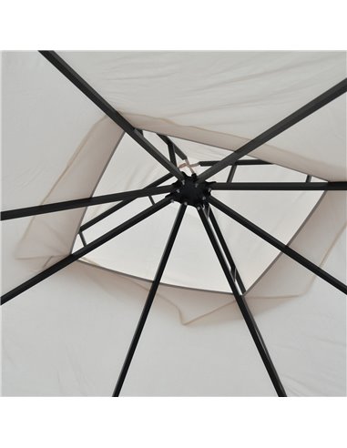 Outsunny 3 x 3 M Garden Gazebo Patio Party Tent Shelter Outdoor Canopy Double Tier Sun Shade Metal Frame Beige