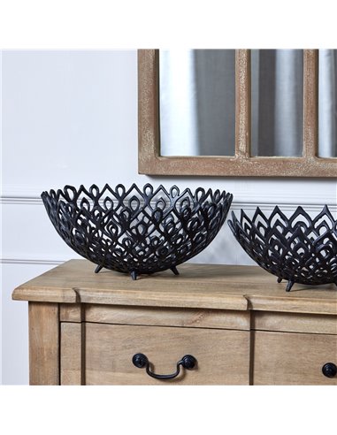 Hill Interiors Black Cast Large Lattice Bowl 22864