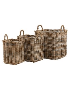 Hill Interiors Set of 3 Kubu Rattan Square Storage Baskets 22929