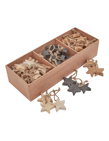 Hill Interiors Pack Of 90 Wooden Star Hanging Decorations 23527 - pic 114365 | FastDaddyshop