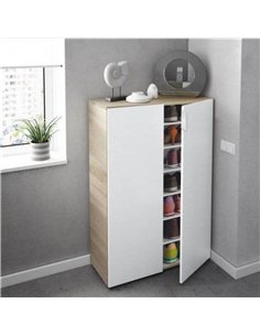 Alvaro White And Oak Effect 30 Pairs Shoe Cupboard Cabinet, 3229 2
