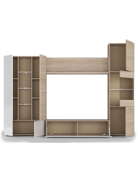 Amora White and Oak Wall Entertainment Unit 016642F, 2916 - pic 114454 | FastDaddyshop