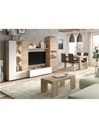 Amora White and Oak Wall Entertainment Unit 016642F, 2916