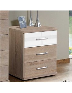Anzo White Gloss And Oak Effect 3 Drawer Bedside, 2971