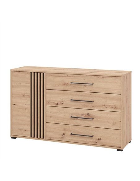 Asmara Oak Effect And Black 4 Drawer Sideboard, 3421 - pic 114466 | FastDaddyshop