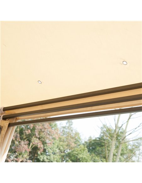 Outsunny Hexagon Gazebo Patio Canopy Party Tent Outdoor Garden Shelter w/ 2 Tier Roof & Side Panel - Beige - pic 11447 | FastDaddyshop