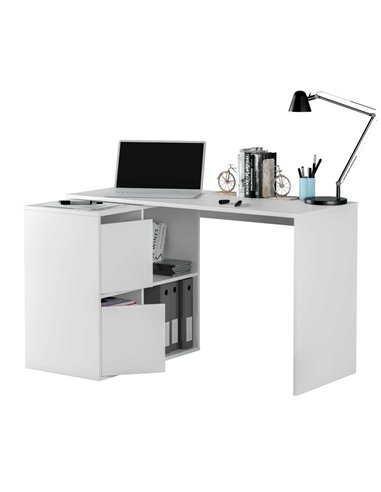 Athena White Reversible Desk with Storage, 2933