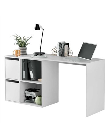Athena White Reversible Desk with Storage, 2933