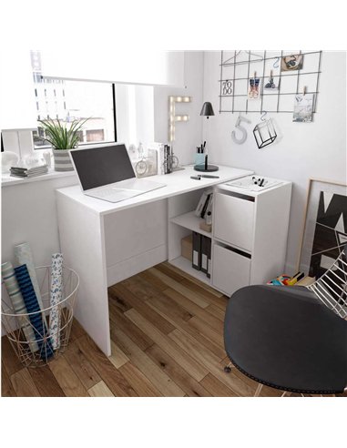 Athena White Reversible Desk with Storage, 2933