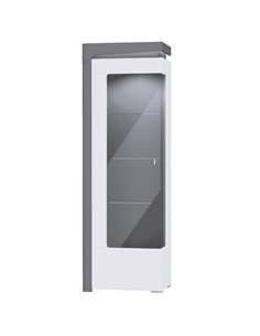 Athens Grey And White Gloss LEFT Display Cabinet with LED Lights, 3164