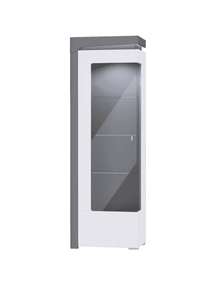 Athens Grey And White Gloss LEFT Display Cabinet with LED Lights, 3164 - pic 114476 | FastDaddyshop