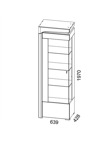 Athens Grey And White Gloss LEFT Display Cabinet with LED Lights, 3164
