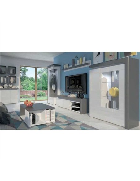 Athens Grey And White Gloss LEFT Display Cabinet with LED Lights, 3164 - pic 114479 | FastDaddyshop