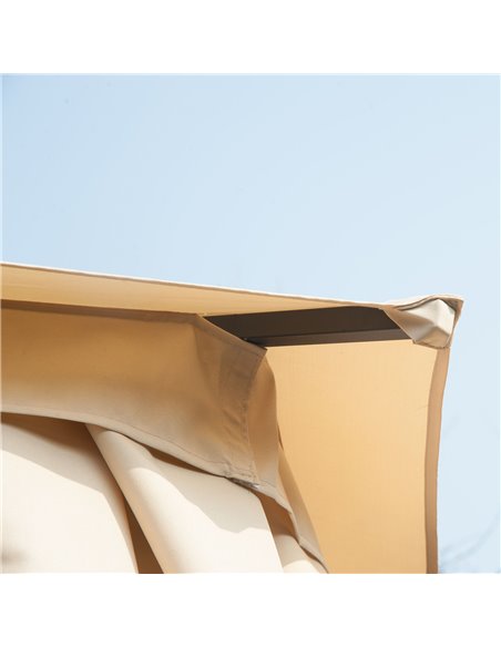 Outsunny Hexagon Gazebo Patio Canopy Party Tent Outdoor Garden Shelter w/ 2 Tier Roof & Side Panel - Beige - pic 11448 | FastDaddyshop