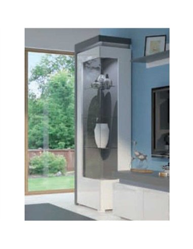 Athens Grey And White Gloss LEFT Display Cabinet with LED Lights, 3164