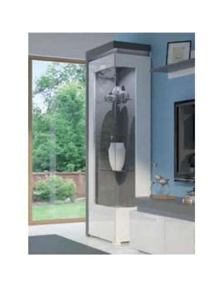 Athens Grey And White Gloss LEFT Display Cabinet with LED Lights, 3164 - pic 114481 | FastDaddyshop