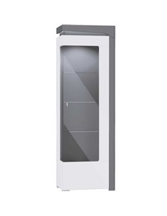 Athens Grey And White Gloss RIGHT Display Cabinet with LED Lights, 3165