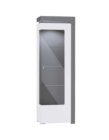 Athens Grey And White Gloss RIGHT Display Cabinet with LED Lights, 3165 - pic 114482 | FastDaddyshop