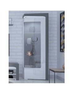 Athens Grey And White Gloss RIGHT Display Cabinet with LED Lights, 3165 2