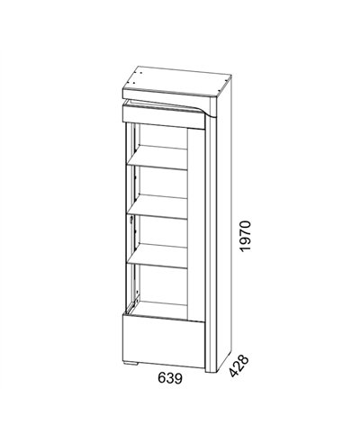 Athens Grey And White Gloss RIGHT Display Cabinet with LED Lights, 3165