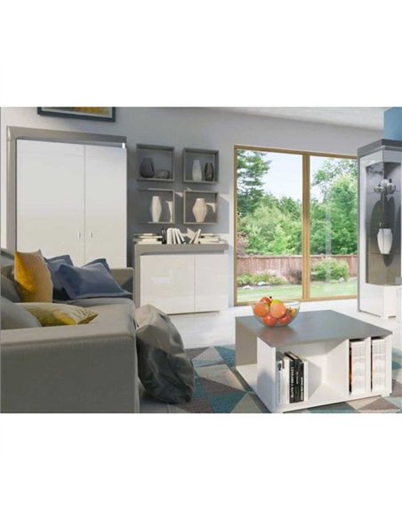 Athens Grey And White Gloss 2 Door Wardrobe With LED Lights, 3167 - pic 114491 | FastDaddyshop