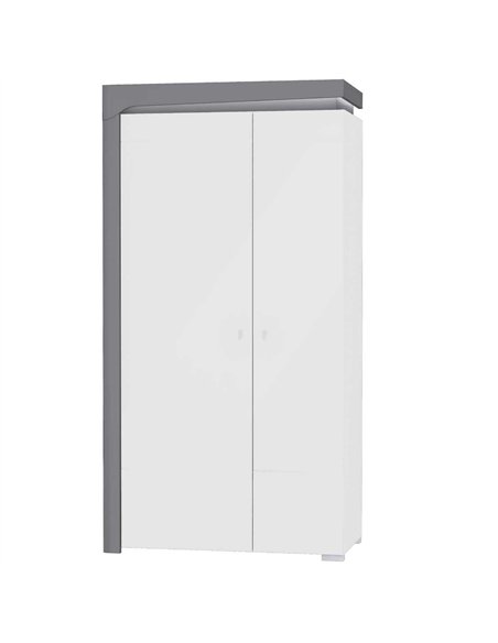 Athens Grey And White Gloss 2 Door Wardrobe With LED Lights, 3167 - pic 114492 | FastDaddyshop