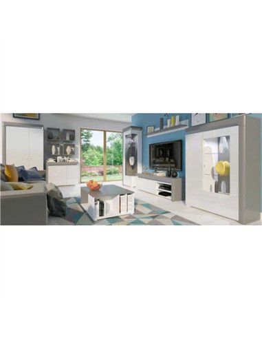 Athens Grey And White Gloss 2 Door Wardrobe With LED Lights, 3167