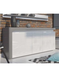 Athens Grey and White Gloss 3 Door Sideboard With Lights, 3168