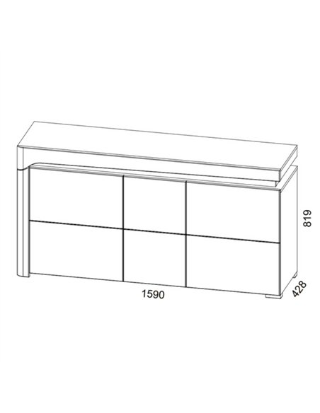 Athens Grey and White Gloss 3 Door Sideboard With Lights, 3168 - pic 114497 | FastDaddyshop