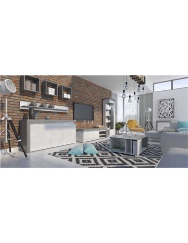 Athens Grey and White Gloss 3 Door Sideboard With Lights, 3168