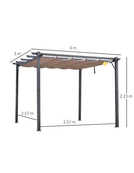 Outsunny 3 X 3 Meter Aluminium Pergola Canopy Gazebo Awning Outdoor Garden Sun Shade Shelter Marquee Party BBQ - pic 11450 | FastDaddyshop