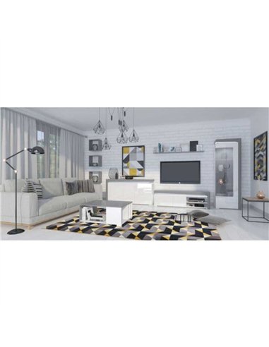 Athens Grey and White Gloss 3 Door Sideboard With Lights, 3168