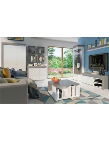 Athens Grey And White Gloss 2 Door Small Sideboard With Lights, 3169