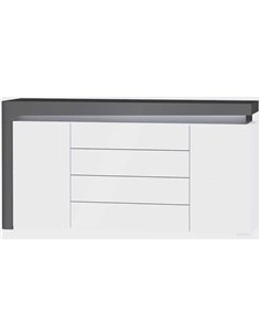 Athens Grey And White Gloss 2 Door & 4 Drawer Sideboard With Lights, 3170