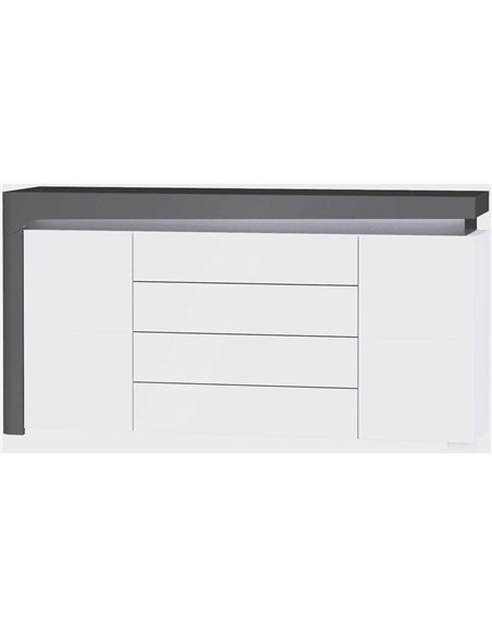 Athens Grey And White Gloss 2 Door & 4 Drawer Sideboard With Lights, 3170 - pic 114505 | FastDaddyshop