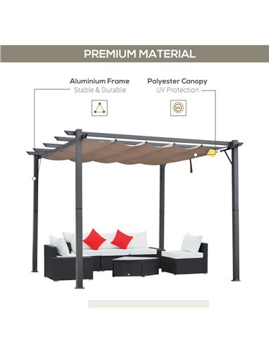 Outsunny 3 X 3 Meter Aluminium Pergola Canopy Gazebo Awning Outdoor Garden Sun Shade Shelter Marquee Party BBQ