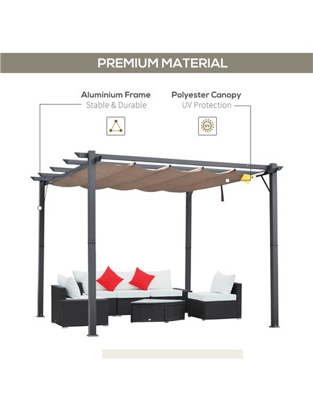 Outsunny 3 X 3 Meter Aluminium Pergola Canopy Gazebo Awning Outdoor Garden Sun Shade Shelter Marquee Party BBQ - pic 11451 | FastDaddyshop