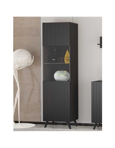 Atlantis Matte Black Tall Display Cabinet, 3183