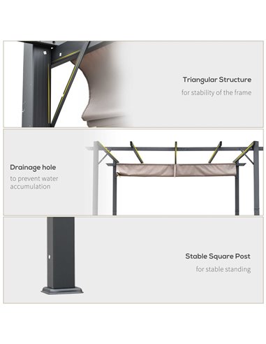 Outsunny 3 X 3 Meter Aluminium Pergola Canopy Gazebo Awning Outdoor Garden Sun Shade Shelter Marquee Party BBQ