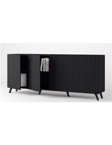 Atlantis Matte Black Wide 4 Door Sidebooard, 3181